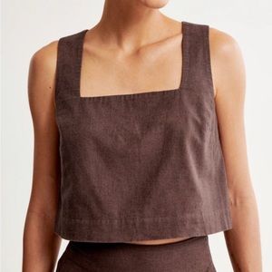 Abercrombie and fetch dark brown linen square, top tank cropped m